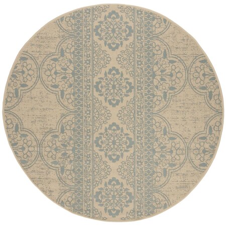 Safavieh 6 ft. 7 in. x 6 ft. 7 in. Linden 100 Bohemian Round Area Rug Aqua & Cream LND174K-6R